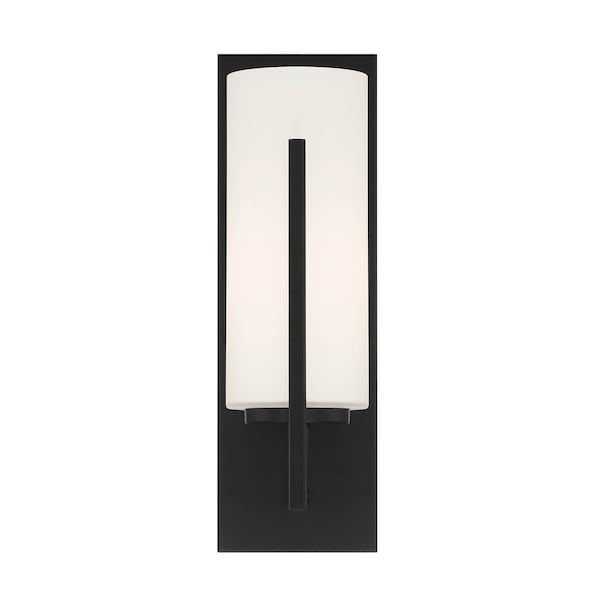 Designers Fountain Cambria 4.5in 1-Light Matte Black Modern Indoor Wall Sconce with Etched Glass Shades D258M-WS-MB - main